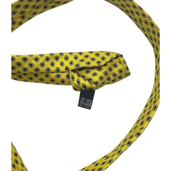E. MARINELLA Men's 100% Silk Necktie LUXURY Tie Yellow Floral W:4" EUC - Picture 4 of 5